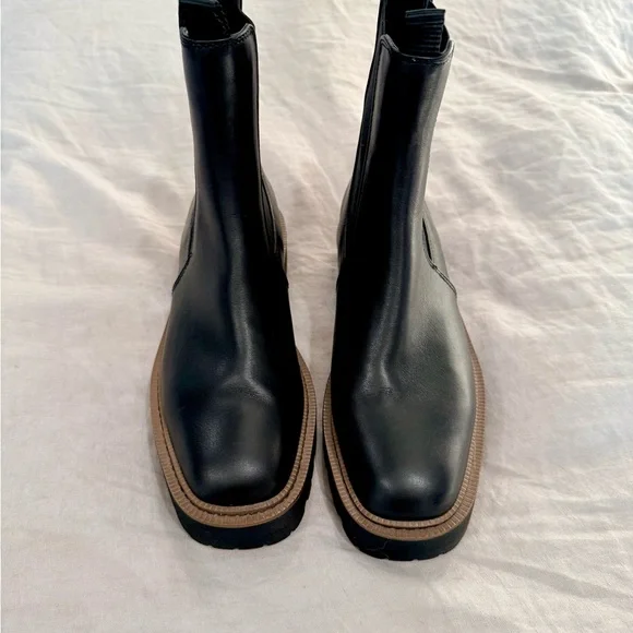 Black Leather Women's Combat style Boots - Picture 2 of 4
